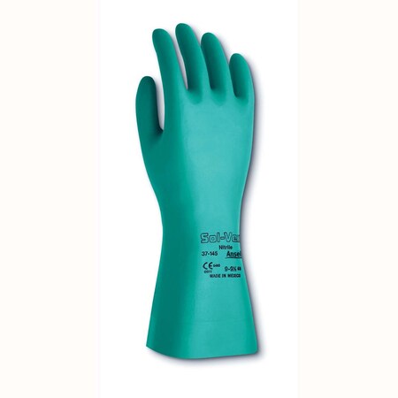Ansell Solvex 13", 15Mil Green, Unsupported (Unflocked), Nitrile Rubber, Sandpatch Grip, Straight Cuff, 37-145-7